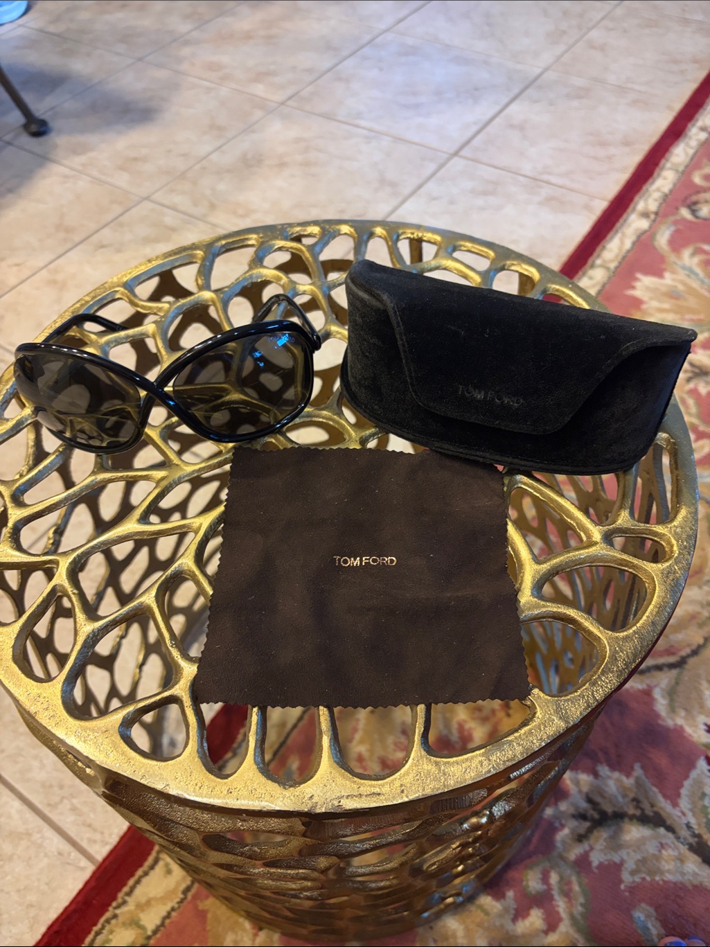 Tom Ford Glossy Black Women's Sunglasses With Dark Lenses